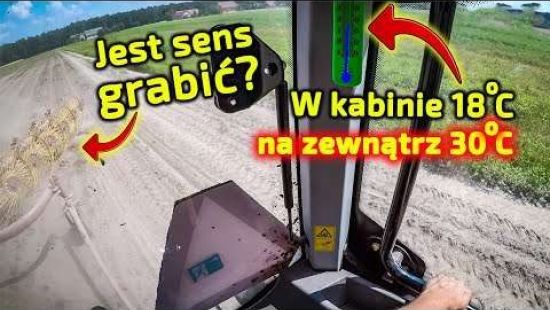 Embedded thumbnail for Na zewnątrz 30°, w kabinie ciągnika 18°Jaro225 lata zgrabiarką gwiazdową w truskawkach